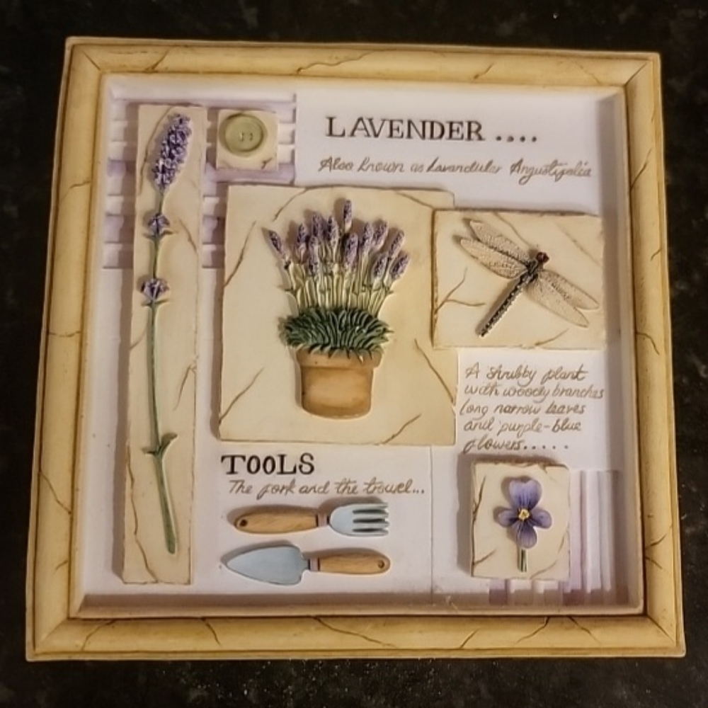 Mark & Spencer Lavender 7" Wall Decorative Plaque 3D Textured Gardening Decor